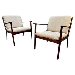 Pair of Vintage Danish Mid-Century Modern Lounge Chair "Pj112" by Ole Wanscher