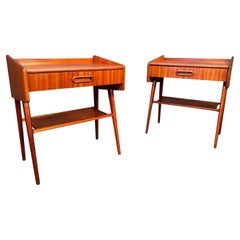 Pair of Vintage Danish Mid-Century Modern Mahogany Nightstands