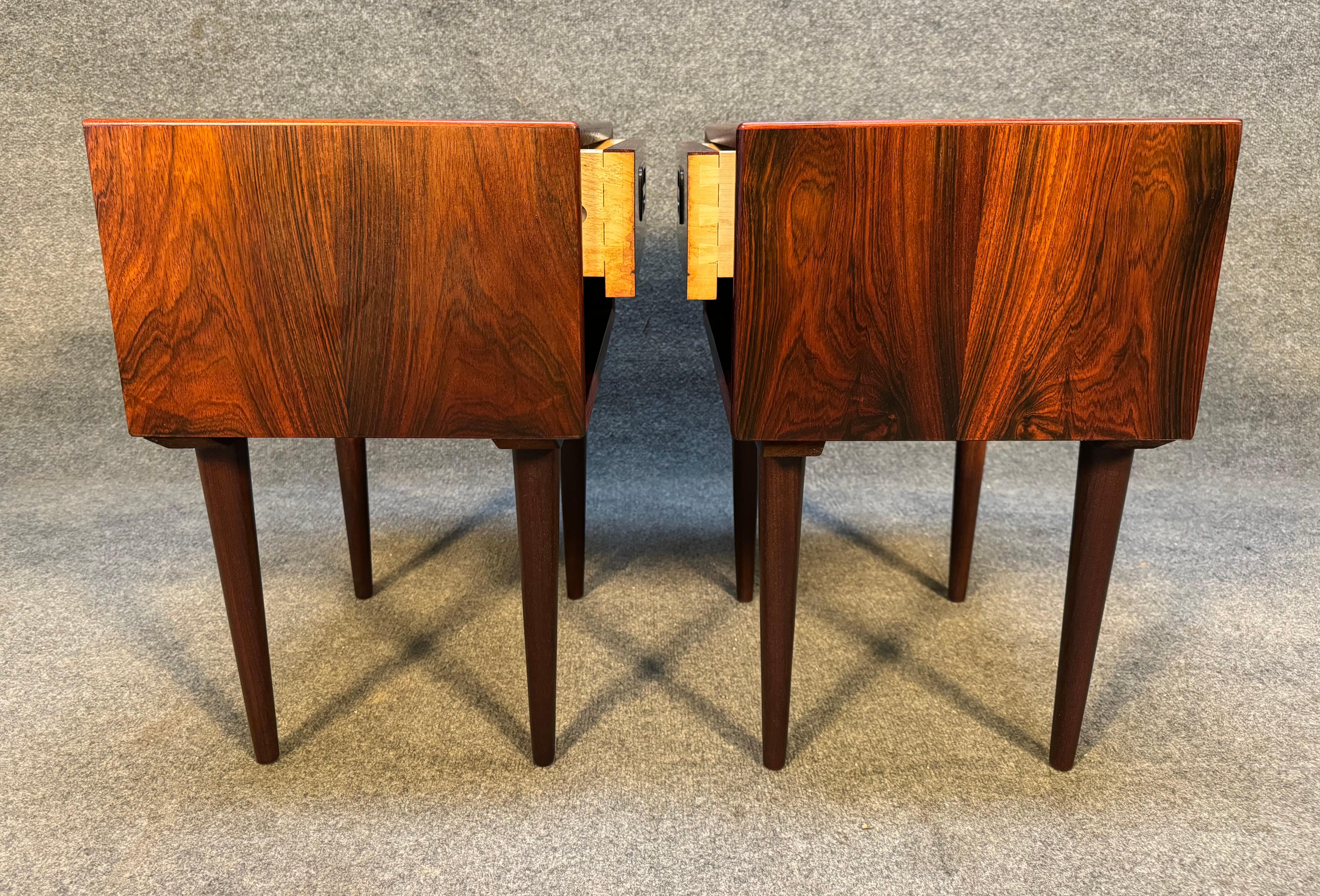 Scandinavian Modern Pair of Vintage Danish Mid Century Modern Rosewood Nightstands For Sale