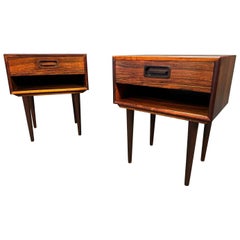 Pair of Vintage Danish Mid Century Modern Rosewood Nightstands