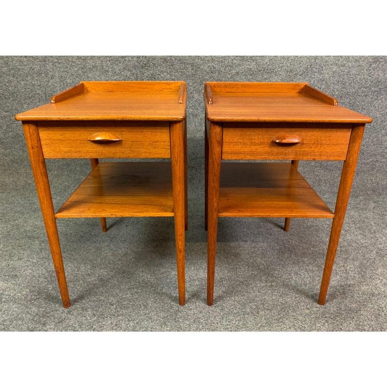 Pair of Vintage Danish MidCentury Modern Teak End Tables by Erik