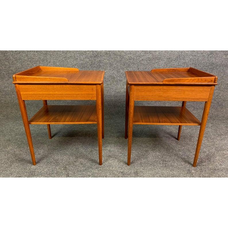 Pair of Vintage Danish MidCentury Modern Teak End Tables by Erik
