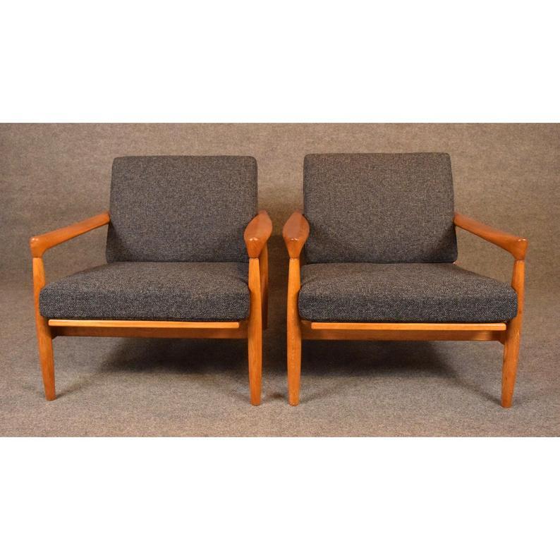 Pair of Vintage Danish Mid Century Oak 