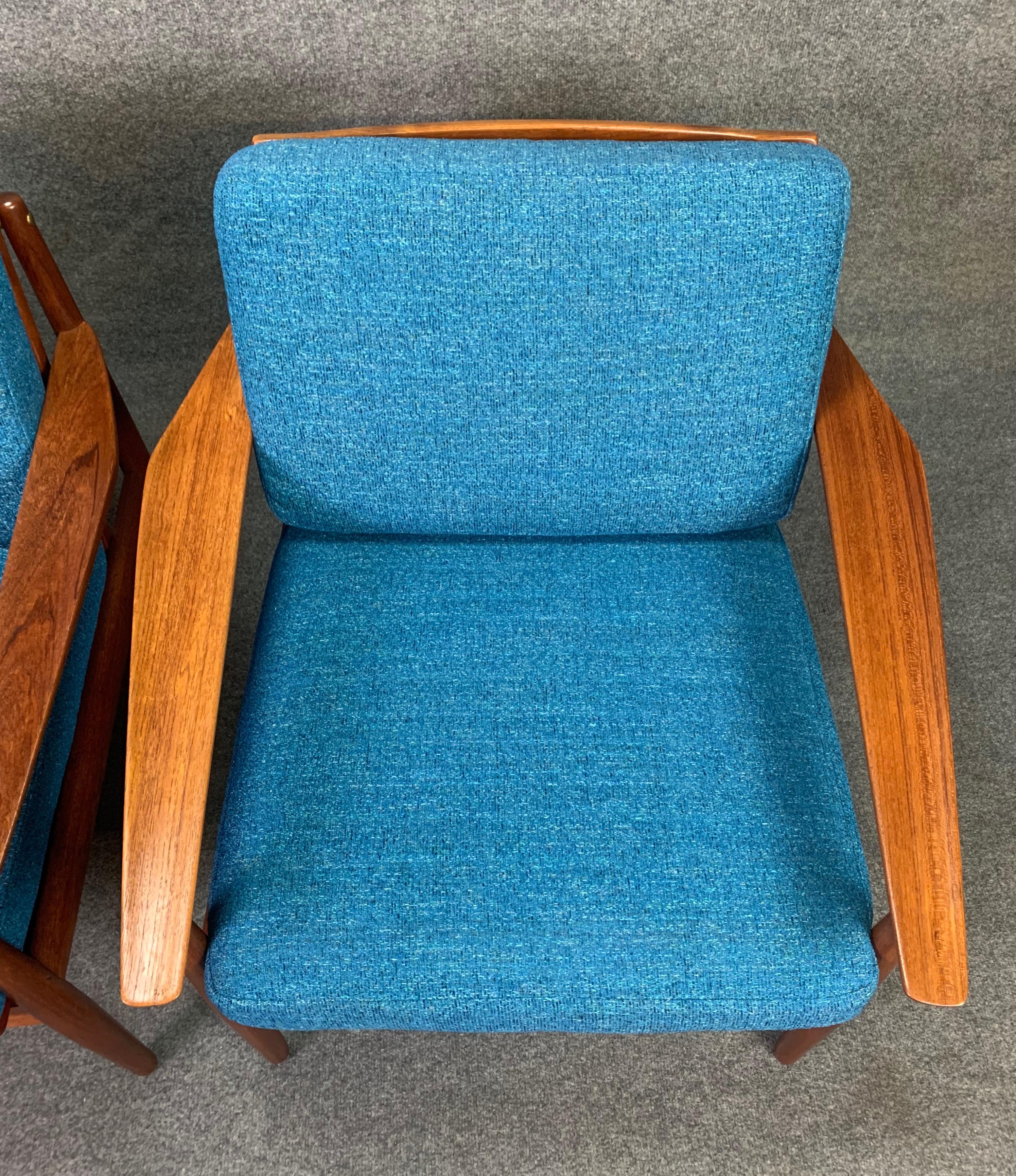 Scandinavian Modern Pair of Vintage Danish Midcentury Teak Easy Chairs by Arne Vodder for Glostrup