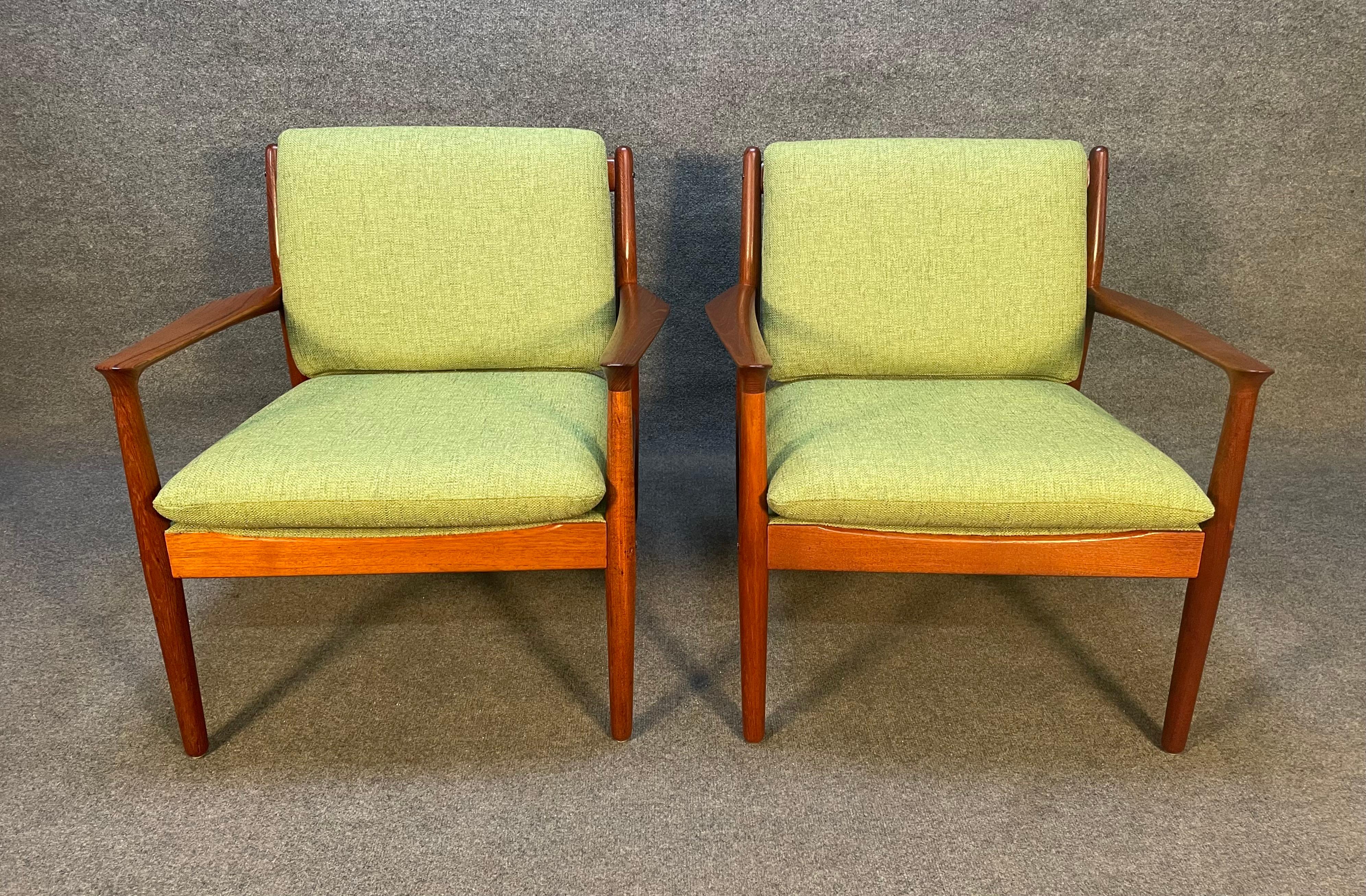 Scandinavian Modern Pair of Vintage Danish Mid Century Teak Lounge Chairs by Svend Aage Eriksen For Sale