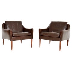 Pair of Vintage Danish Model 800 Leather Armchairs by Hans Olsen