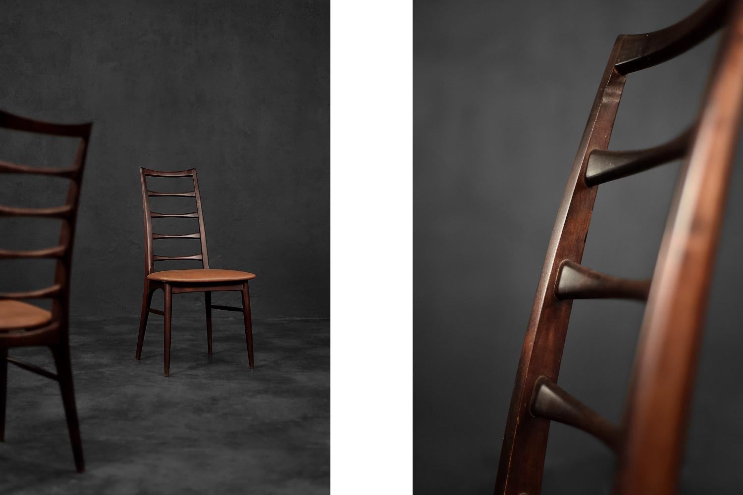 Pair of Vintage Danish Modern Lis Chairs in Rosewood & Leather by Niels Koefoed  2