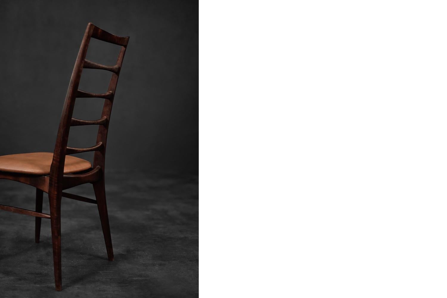 Pair of Vintage Danish Modern Lis Chairs in Rosewood & Leather by Niels Koefoed  4