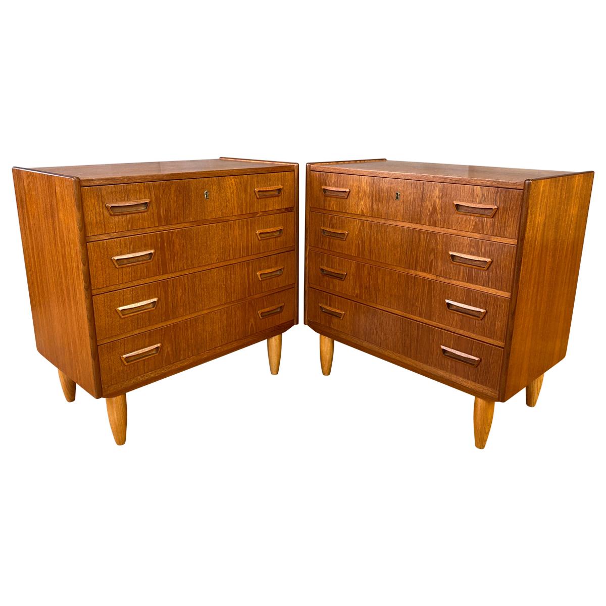 Pair of Vintage Danish Modern Teak Dressers or Nightstands by Dyrlund
