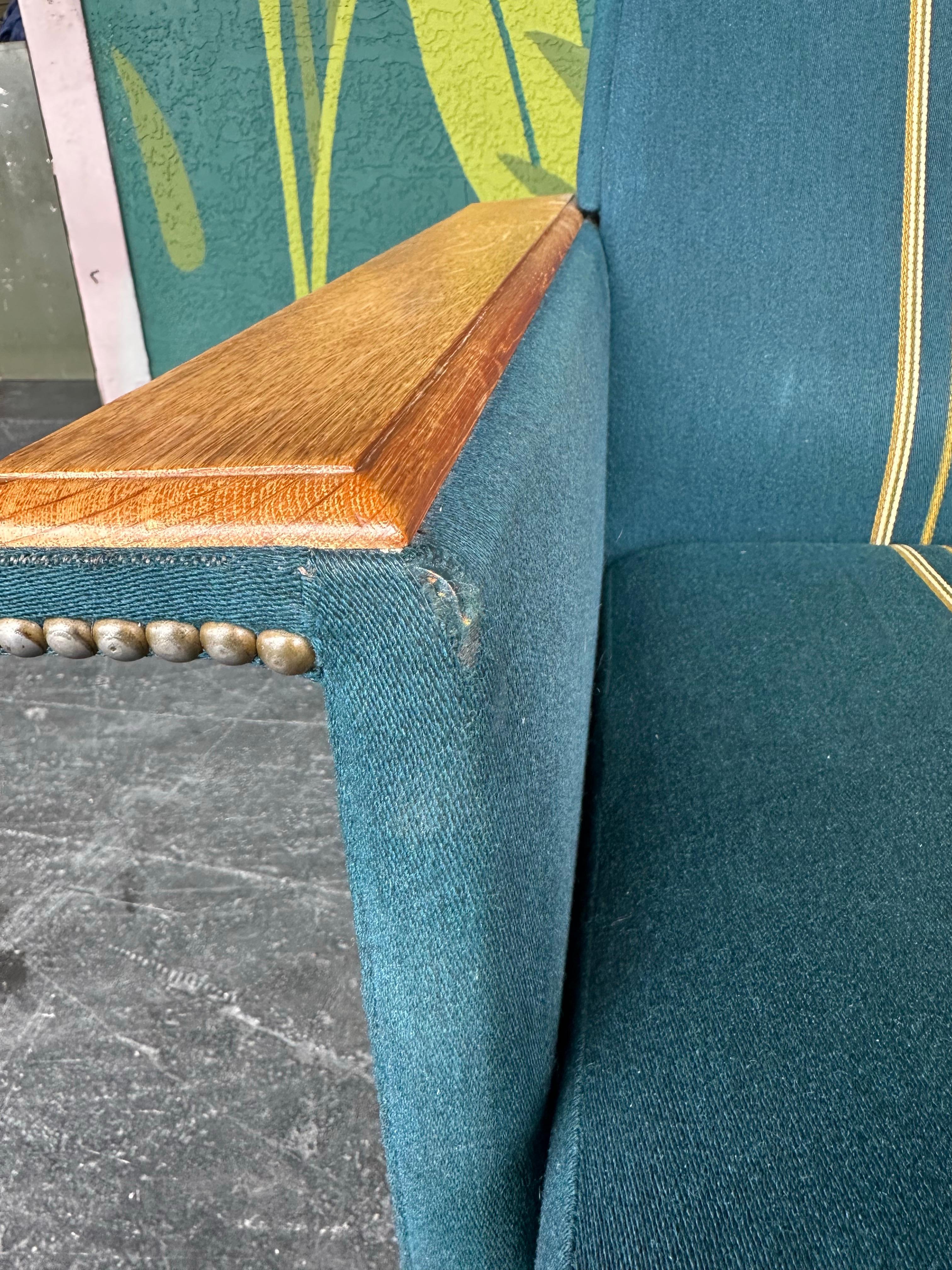 Pair of Danish Oak and Wool Henning Kjaernulf Style Brutalist Lounge Chairs For Sale 7