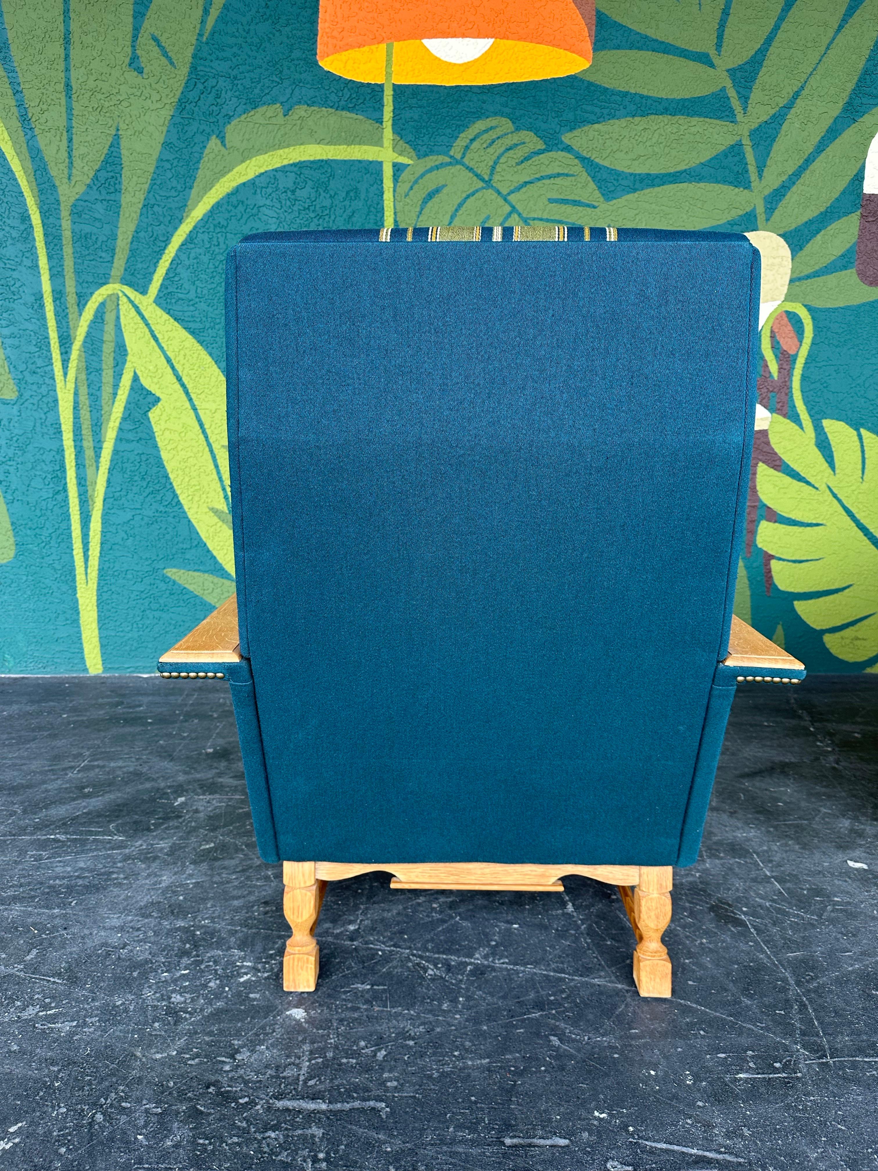 Pair of Danish Oak and Wool Henning Kjaernulf Style Brutalist Lounge Chairs For Sale 2