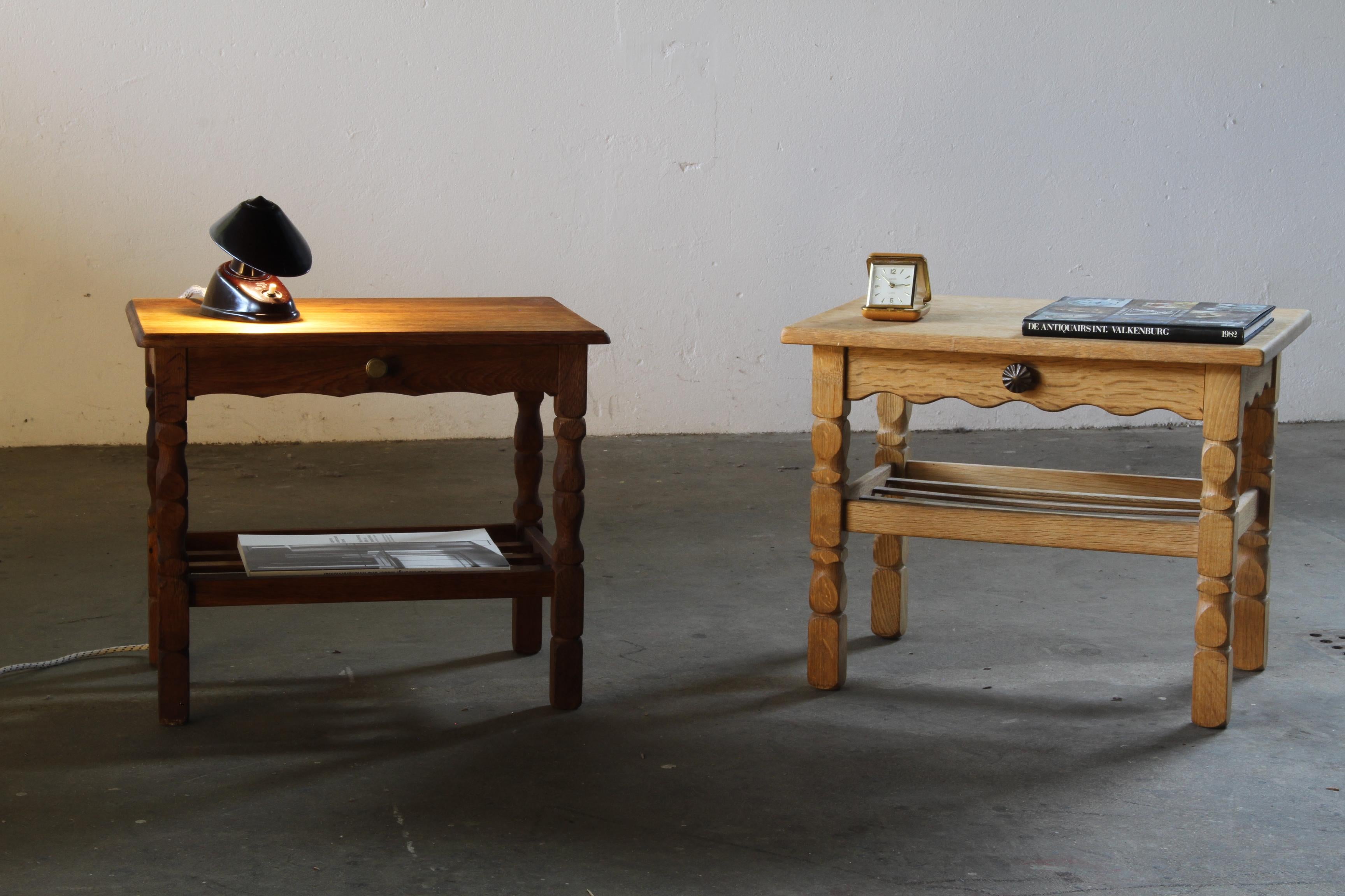 Coppia di comodini d'epoca in Oak Oak con. Cassetto e ripiano, stile Kjærnulf, anni '70 in vendita 12