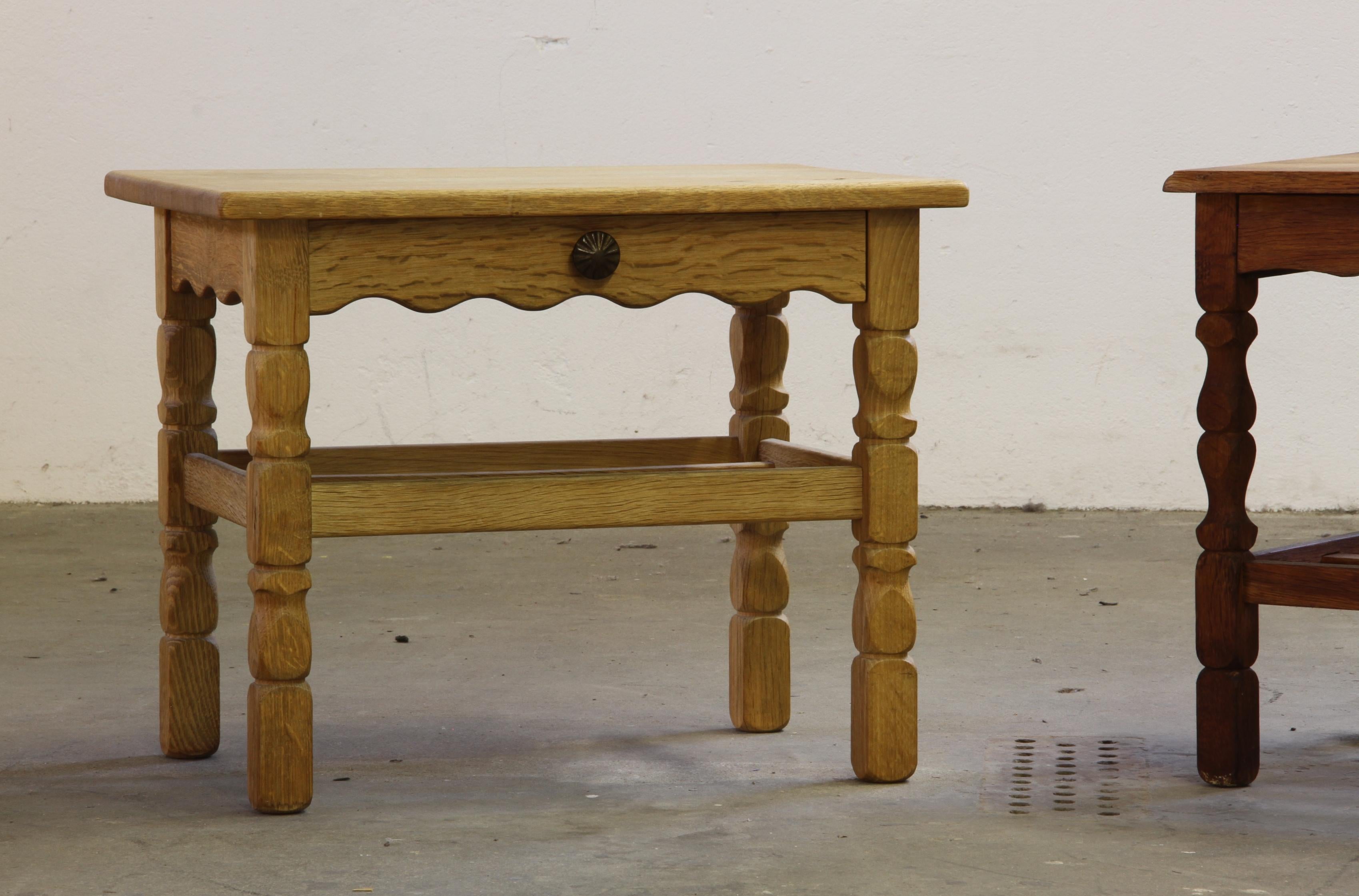 Danese Coppia di comodini d'epoca in Oak Oak con. Cassetto e ripiano, stile Kjærnulf, anni '70 in vendita