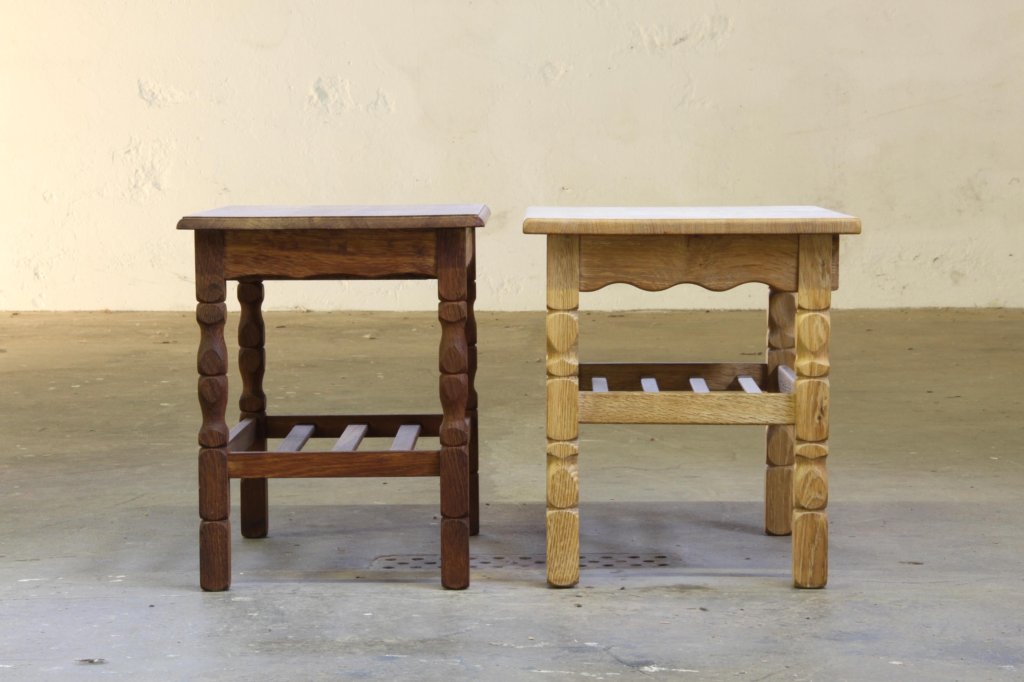 Fine XX secolo Coppia di comodini d'epoca in Oak Oak con. Cassetto e ripiano, stile Kjærnulf, anni '70 in vendita