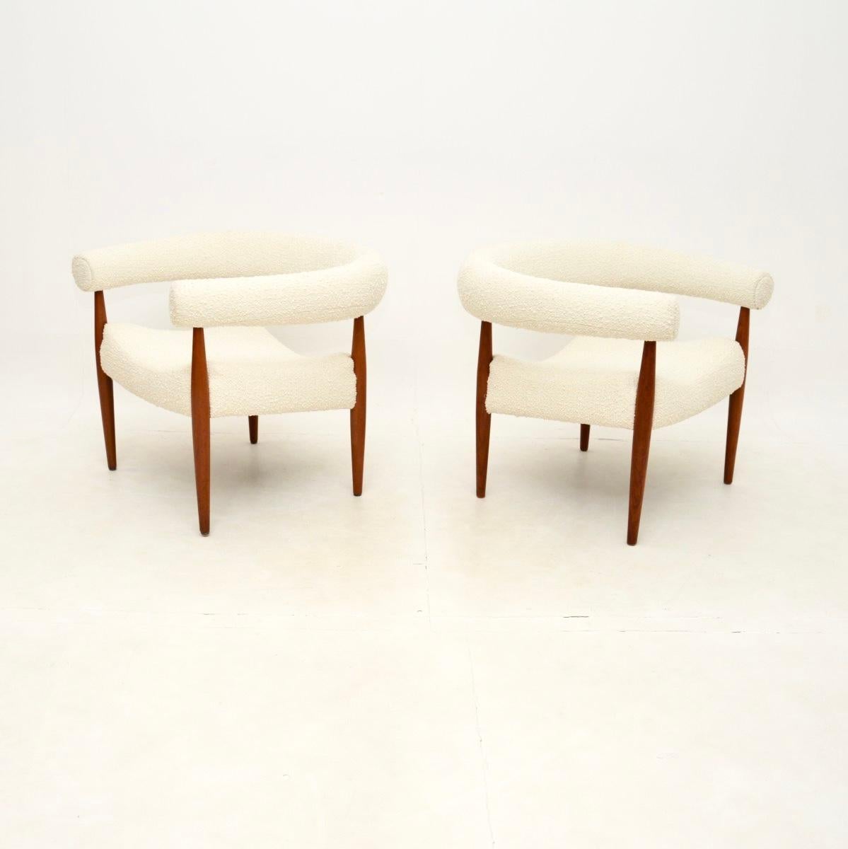 Mid-Century Modern Paire de chaises à anneaux vintage danoises par Nanna Ditzel pour Kolds Savvaerk en vente