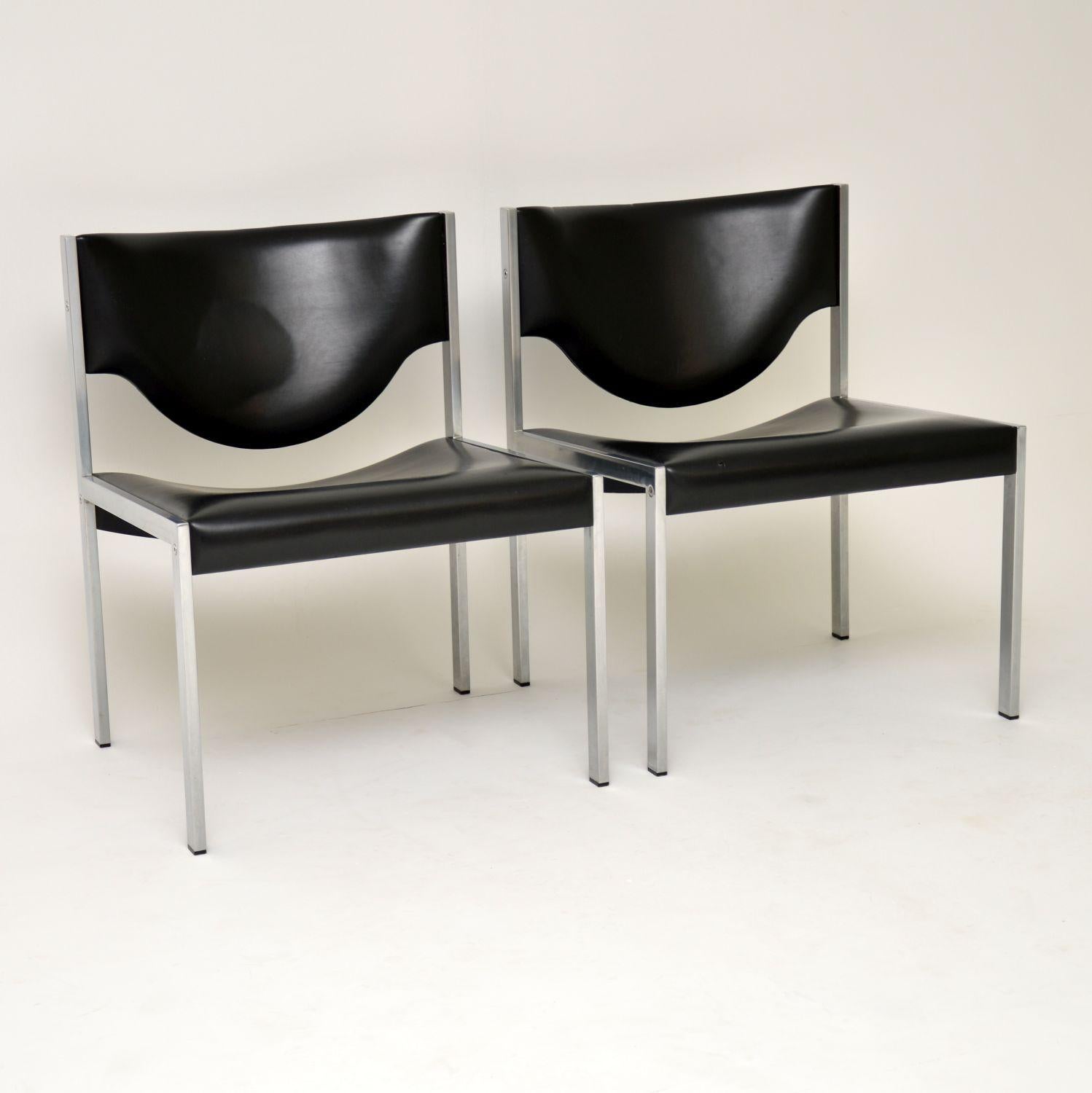 Mid-Century Modern Pair of Vintage Danish Steel Lounge Chairs