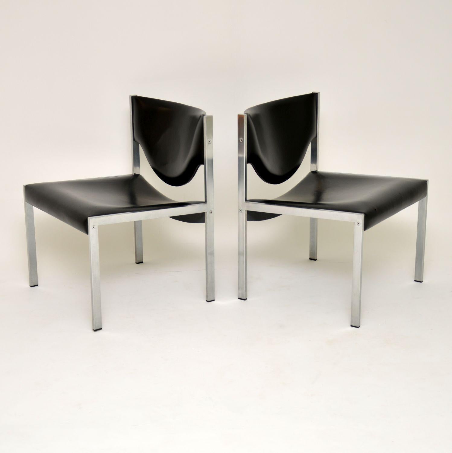 Pair of Vintage Danish Steel Lounge Chairs In Good Condition In London, GB