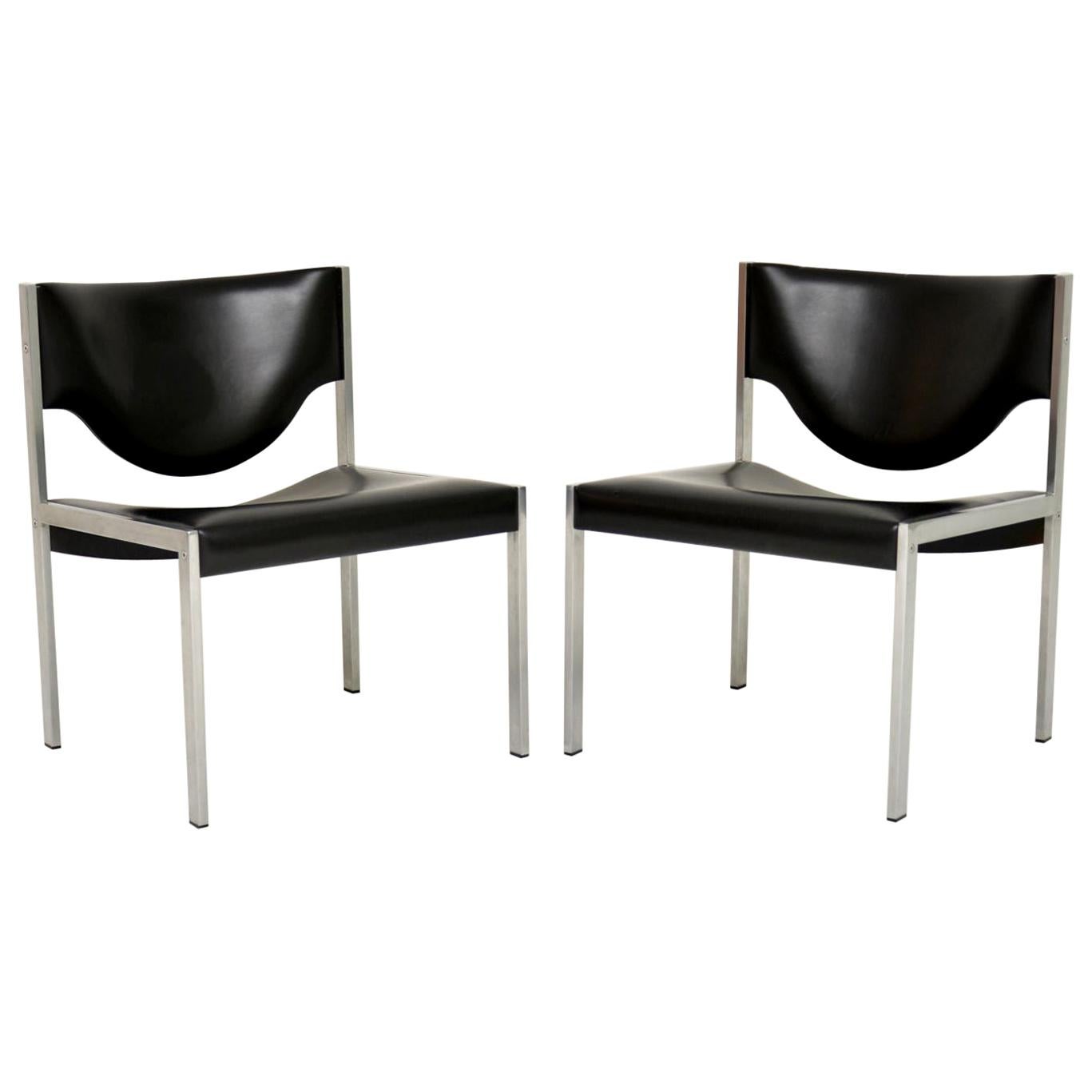 Pair of Vintage Danish Steel Lounge Chairs