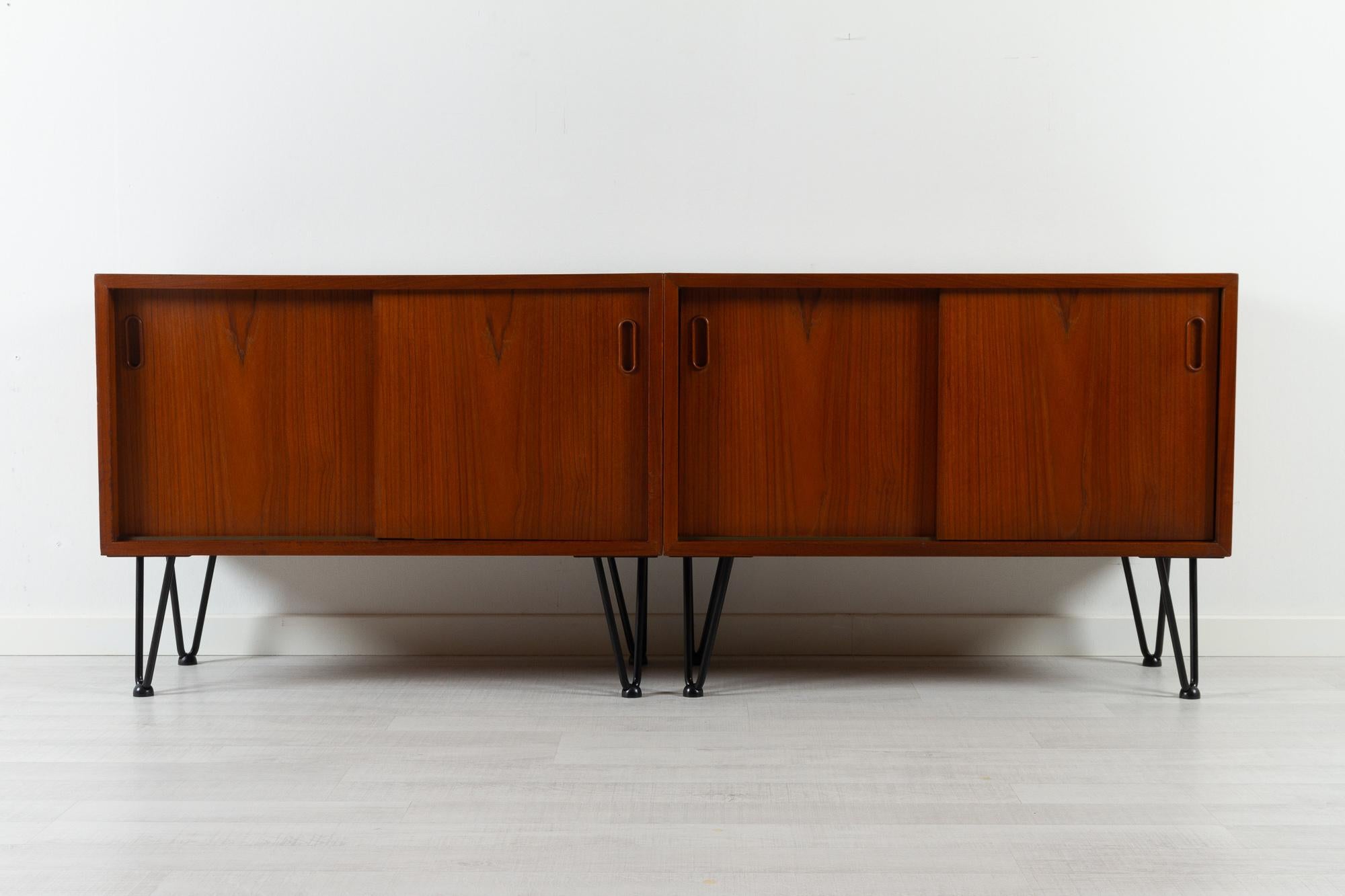Mid-Century Modern Pair of Vintage Danish Teak Cabinets 1960s For Sale