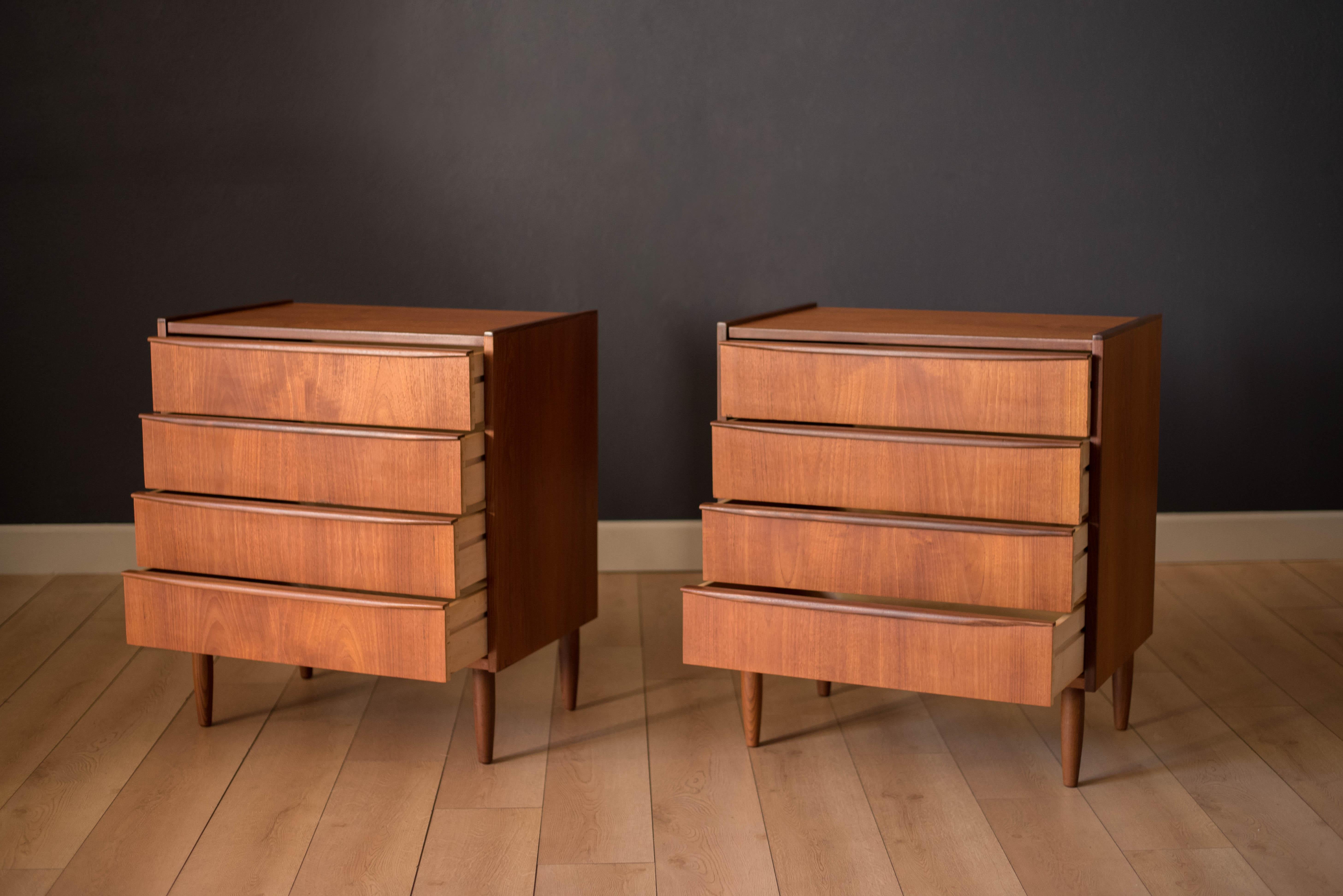 Scandinavian Modern Pair of Vintage Danish Teak Dresser Chests
