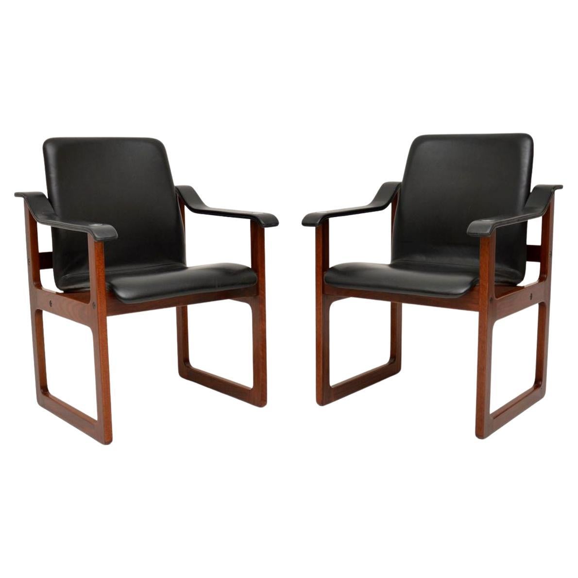 Pair of Wood and Leather Rustic Chairs at 1stDibs