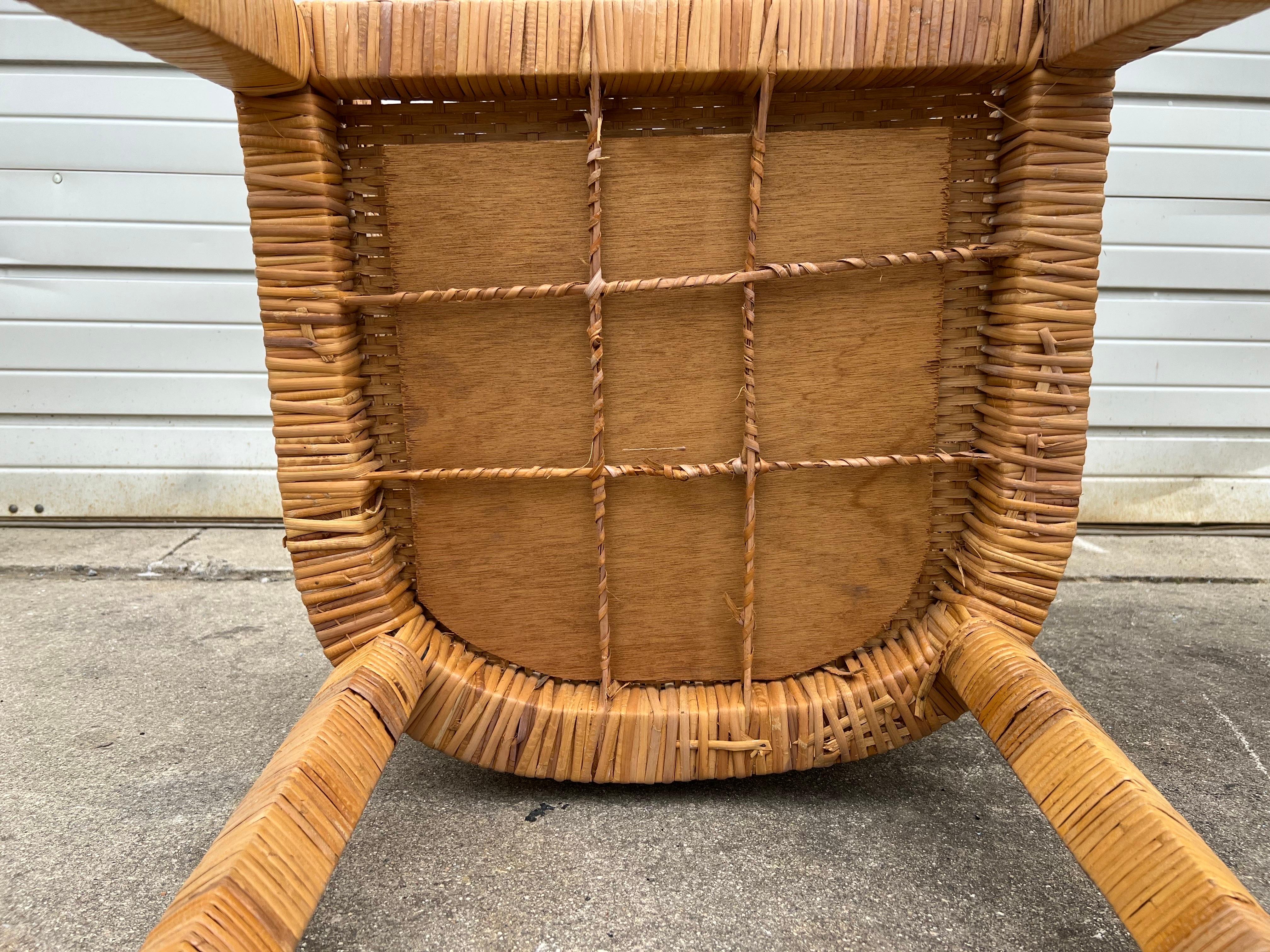 Mid-20th Century Pair of Vintage Danny Ho Fong Style Wood and Rattan Arm Chairs 