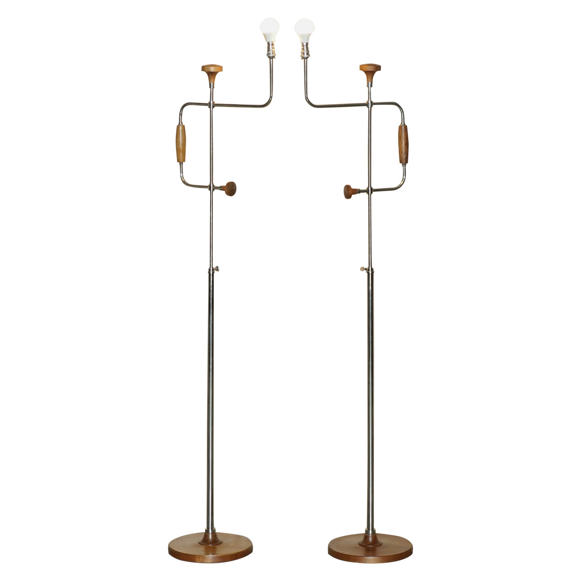 PAR DE LÁMPARAS DE PISO TELESCÓPICAS AJUSTABLES ViNTAGE DAVID LINLEY TOLDOS ORIGINALES