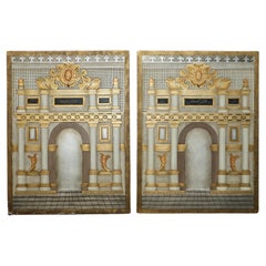 PAIR OF ViNTAGE DAVID LINLEY STYLE MASONIC LODGE PERSPECTIVE 3D WALL PICTURES