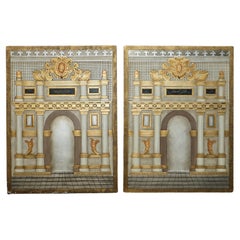 PAIR OF ViNTAGE DAVID LINLEY STYLE MASONIC LODGE PERSPECTIVE 3D WALL PICTURES