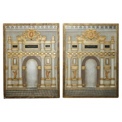 PAIR OF Vintage DAVID LINLEY STYLE MASONIC LODGE PERSPECTIVE 3D WALL PICTURES