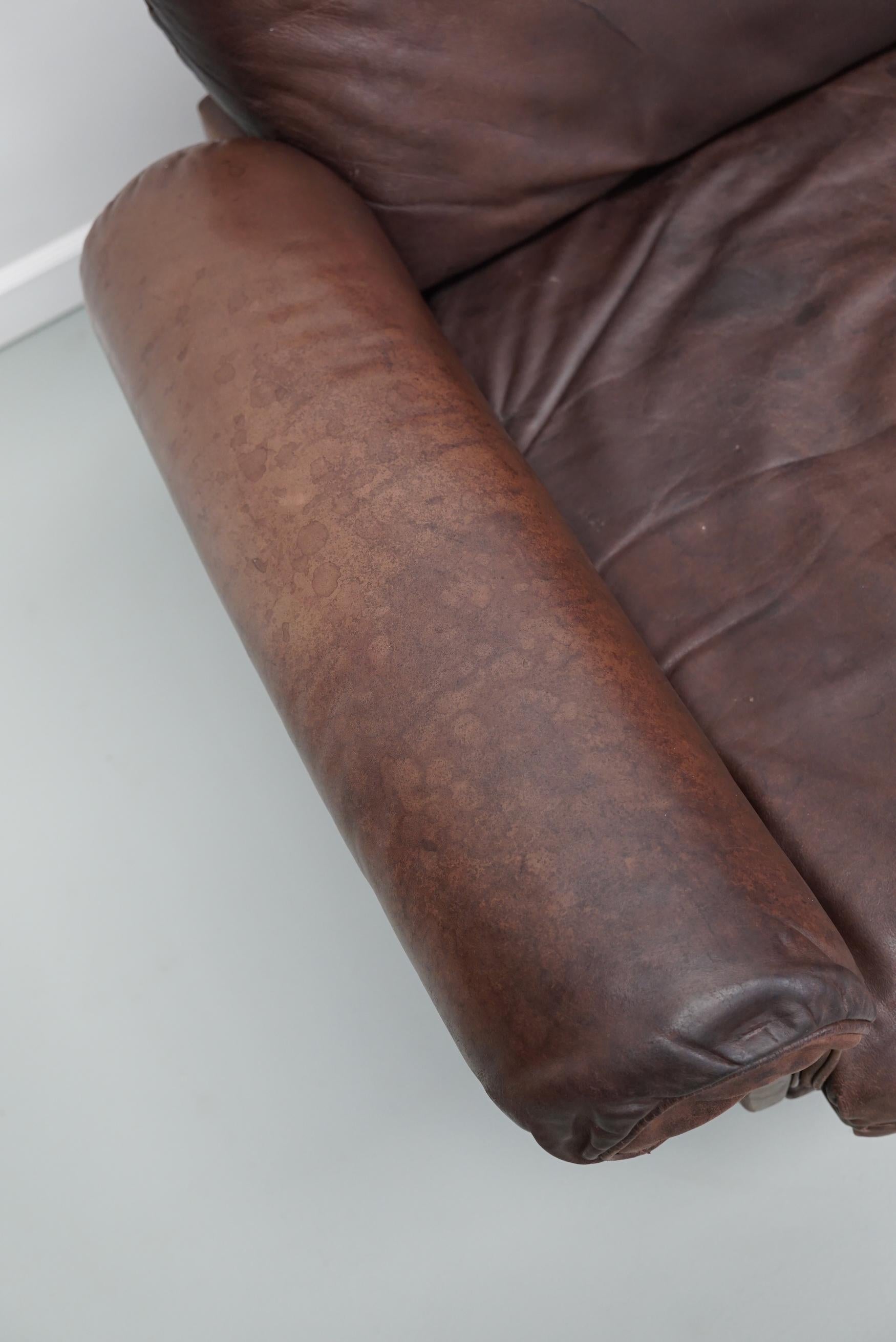 Paar Vintage De Sede DS-31 Drehsessel aus braunem Leder 4