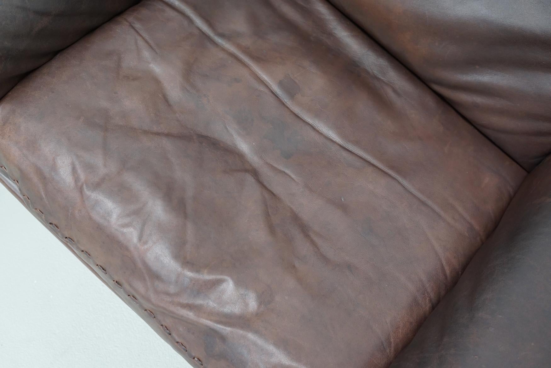 Paar Vintage De Sede DS-31 Drehsessel aus braunem Leder 2