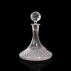 Pair of Vintage Decanters, English Glass, Spirit Vessel, Silver Labels, Hallmark