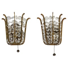 Pair of Vintage Deco Crystal Wall Sconces