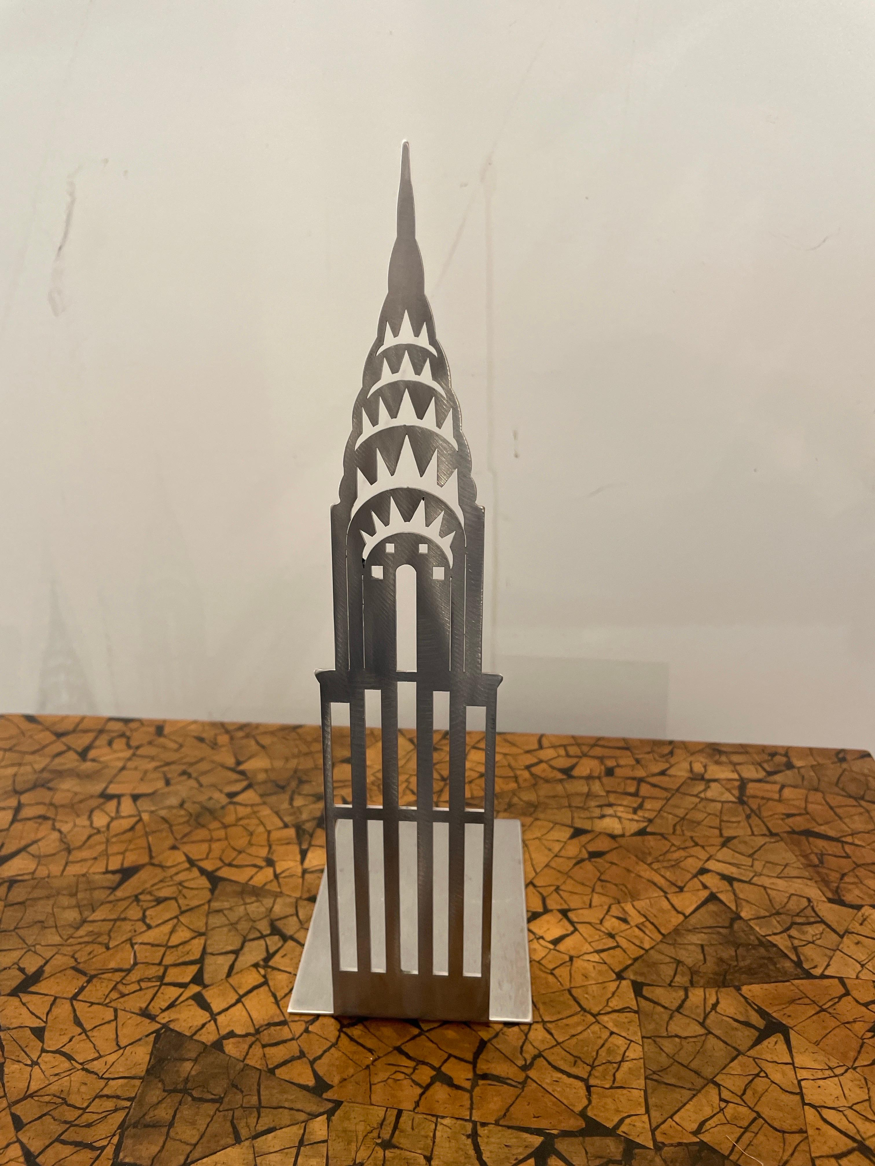 Metal Pair of Vintage Deco Style Skyscraper Bookends For Sale