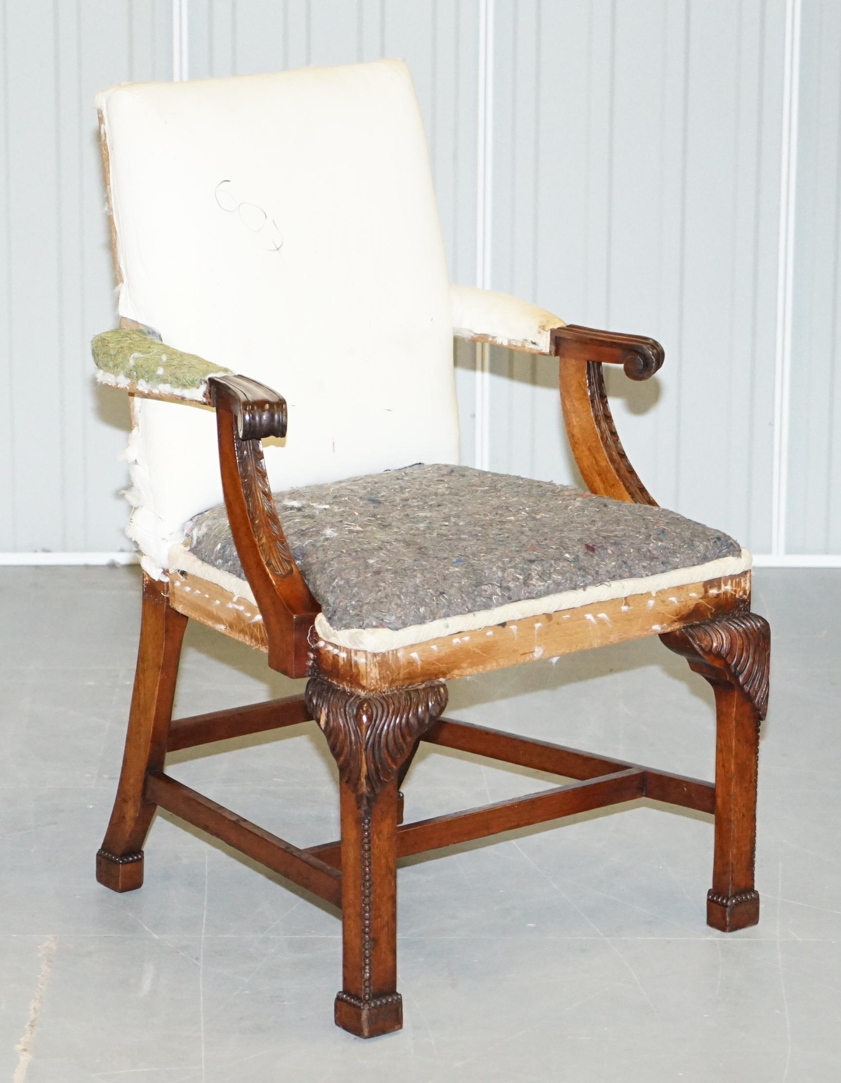 Pair of Vintage Deconstructed Heavily Carved Gainsborough Carver Armchairs 9