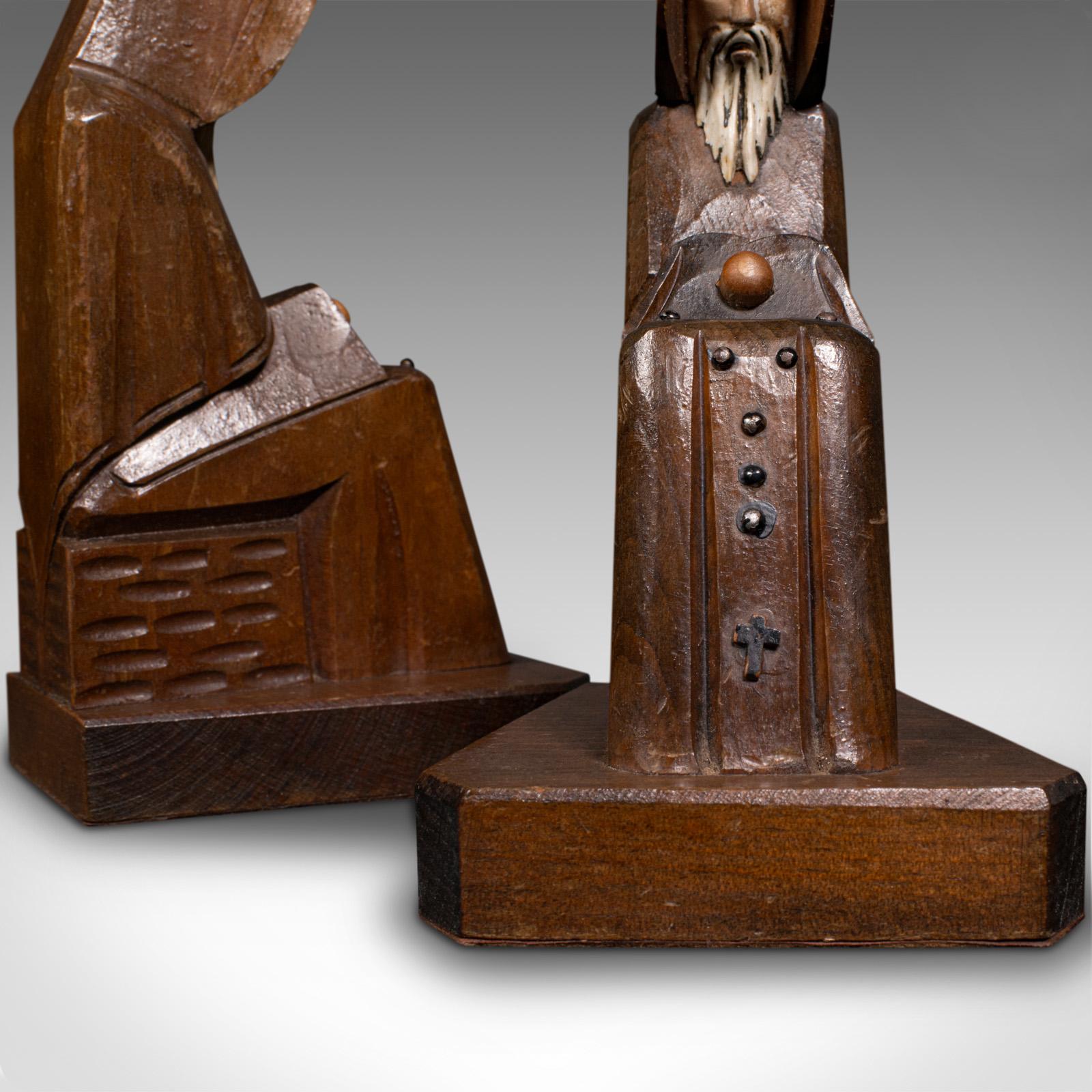 Pair of Vintage Decorative Bookends, Asian, Pine, Figural Book Rest, Art Deco For Sale 7