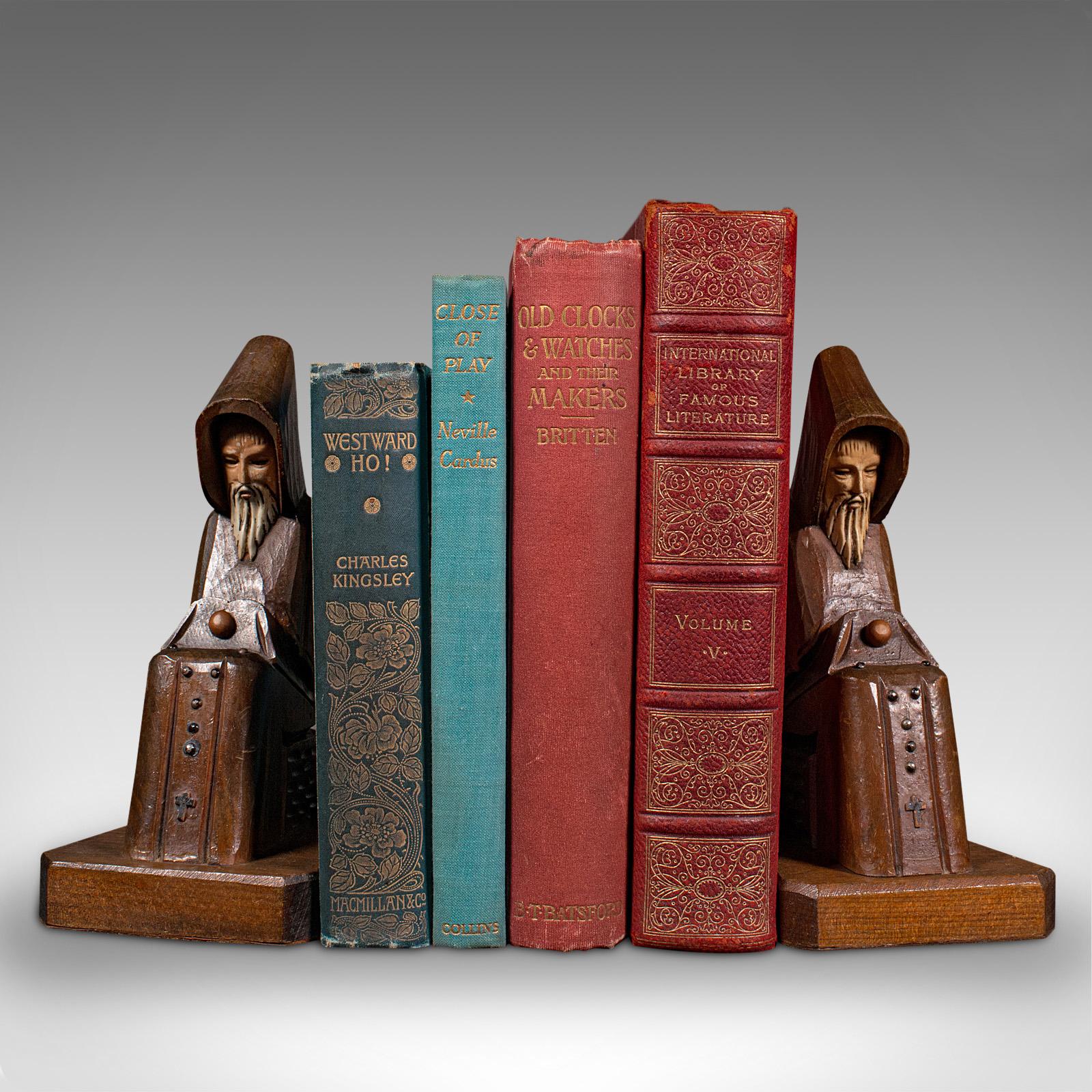 Pair of Vintage Decorative Bookends, Asian, Pine, Figural Book Rest, Art Deco For Sale 8