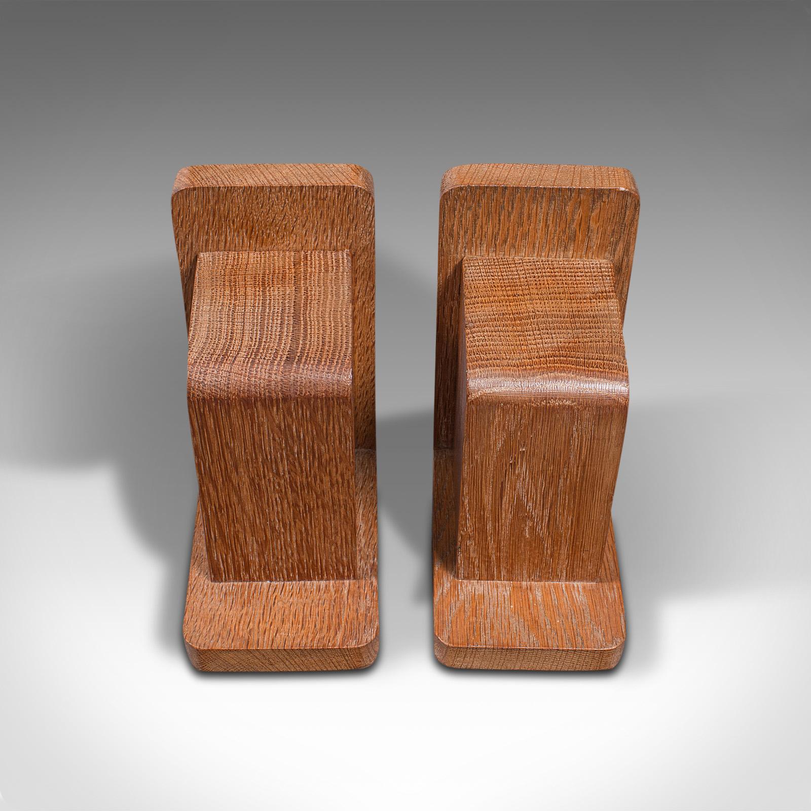 Pair of Vintage Decorative Bookends, English, Oak, After Liberty, Art Deco, 1940 In Good Condition In Hele, Devon, GB