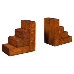 Pair of Used Decorative Bookends, English, Oak, Book Rest, Art Deco, C.1940