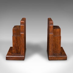 Pair of Vintage Decorative Bookends, English, Oak, Book Rest, Early 20th, C.1930