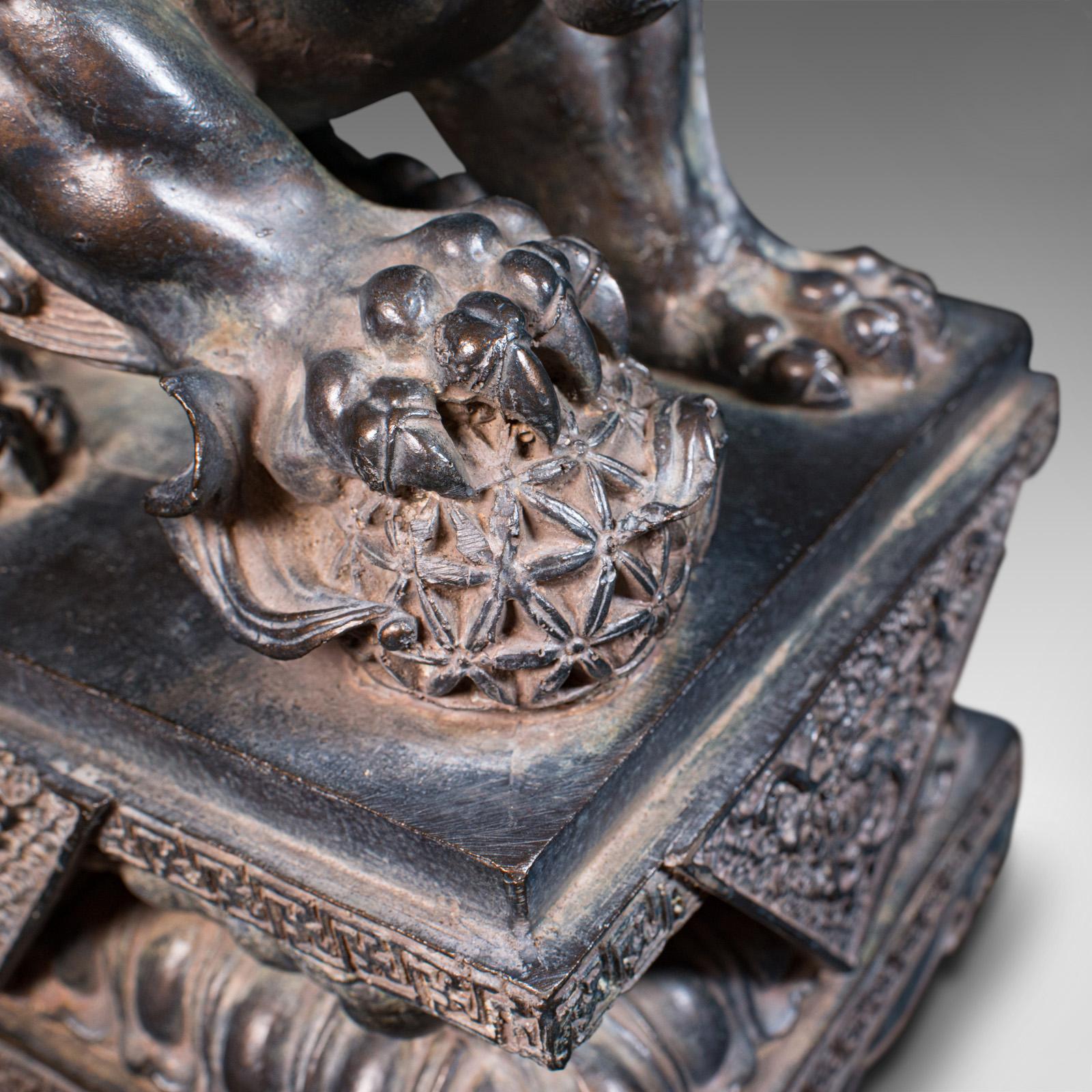 Pair of Vintage Decorative Bookends, Oriental, Bronzed, Dog of Fu Figure, C.1970 5