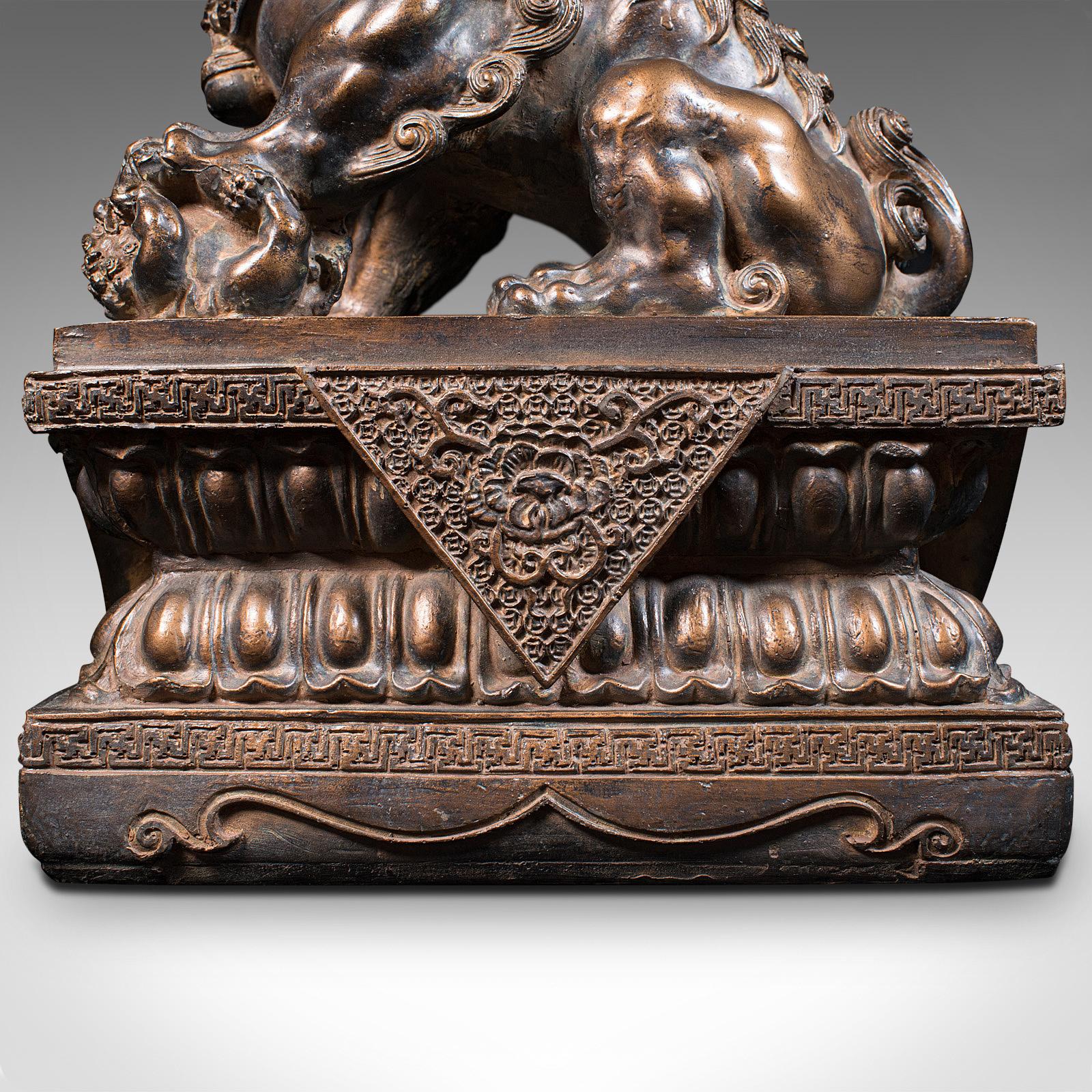 Pair of Vintage Decorative Bookends, Oriental, Bronzed, Dog of Fu Figure, C.1970 6