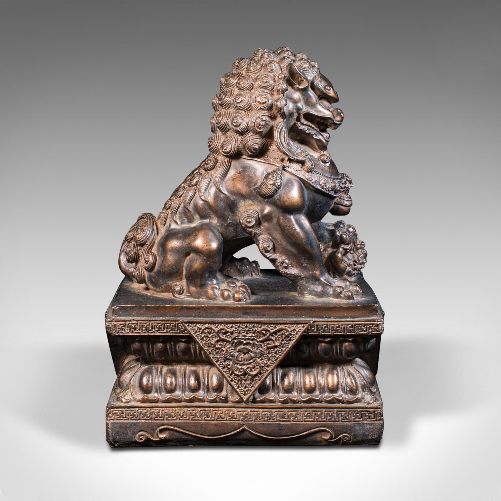 Pair of Vintage Decorative Bookends, Oriental, Bronzed, Dog of Fu Figure, C.1970 1