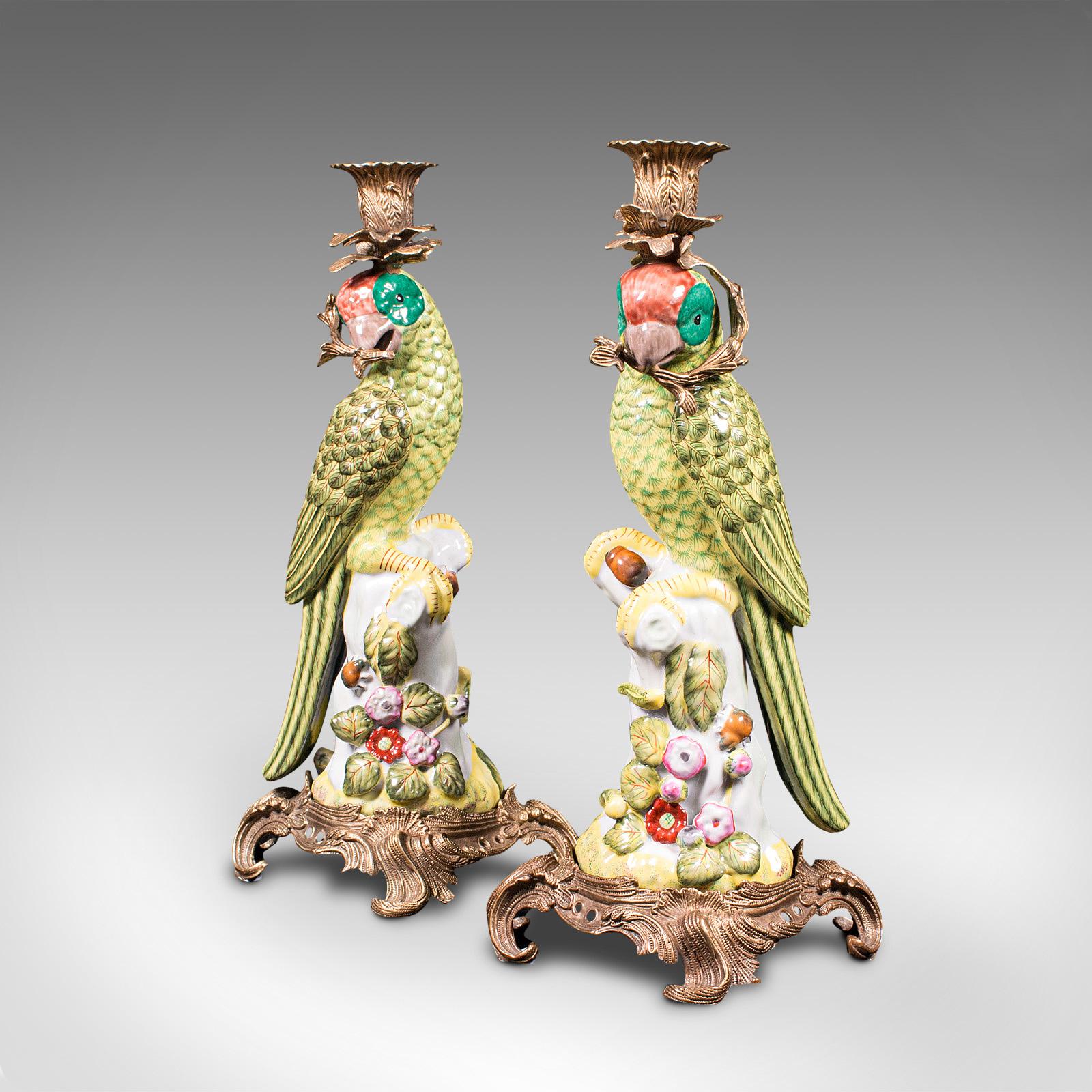 Pair of Vintage Decorative Candlesticks, Oriental, Ceramic, Figure, Candelabra In Good Condition In Hele, Devon, GB