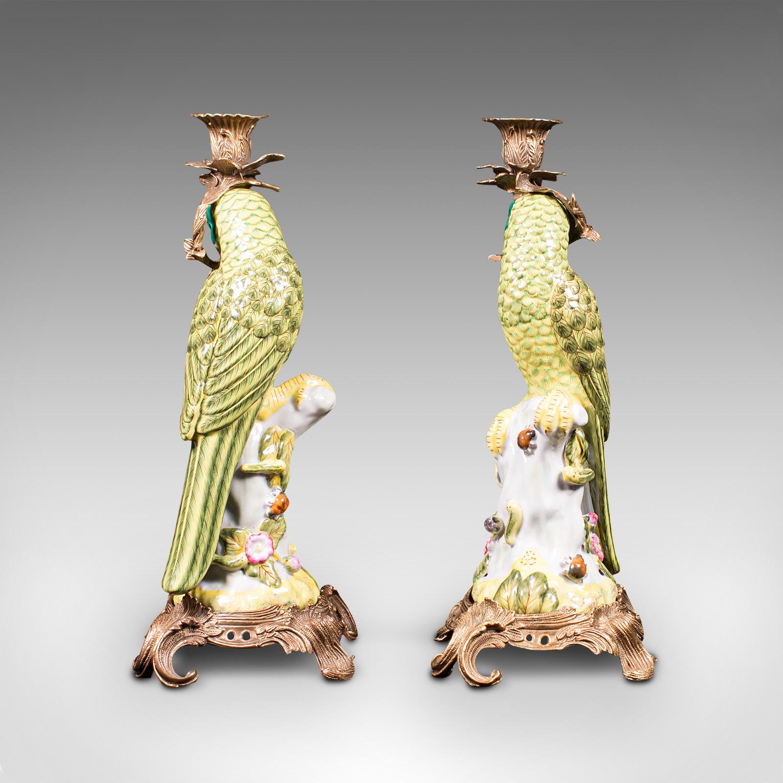 20th Century Pair of Vintage Decorative Candlesticks, Oriental, Ceramic, Figure, Candelabra