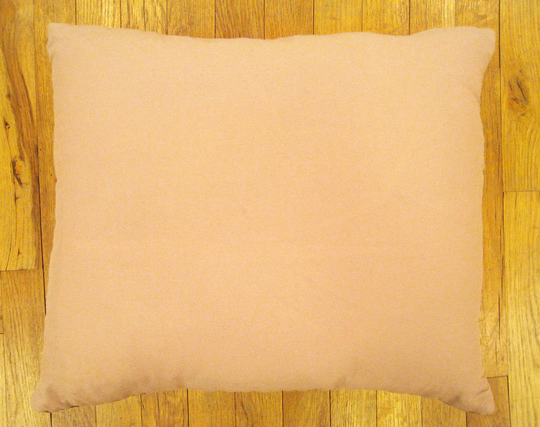 20th Century Pair of Vintage Decorative English Needlepoint Pillows, Terracotta Linen Backing