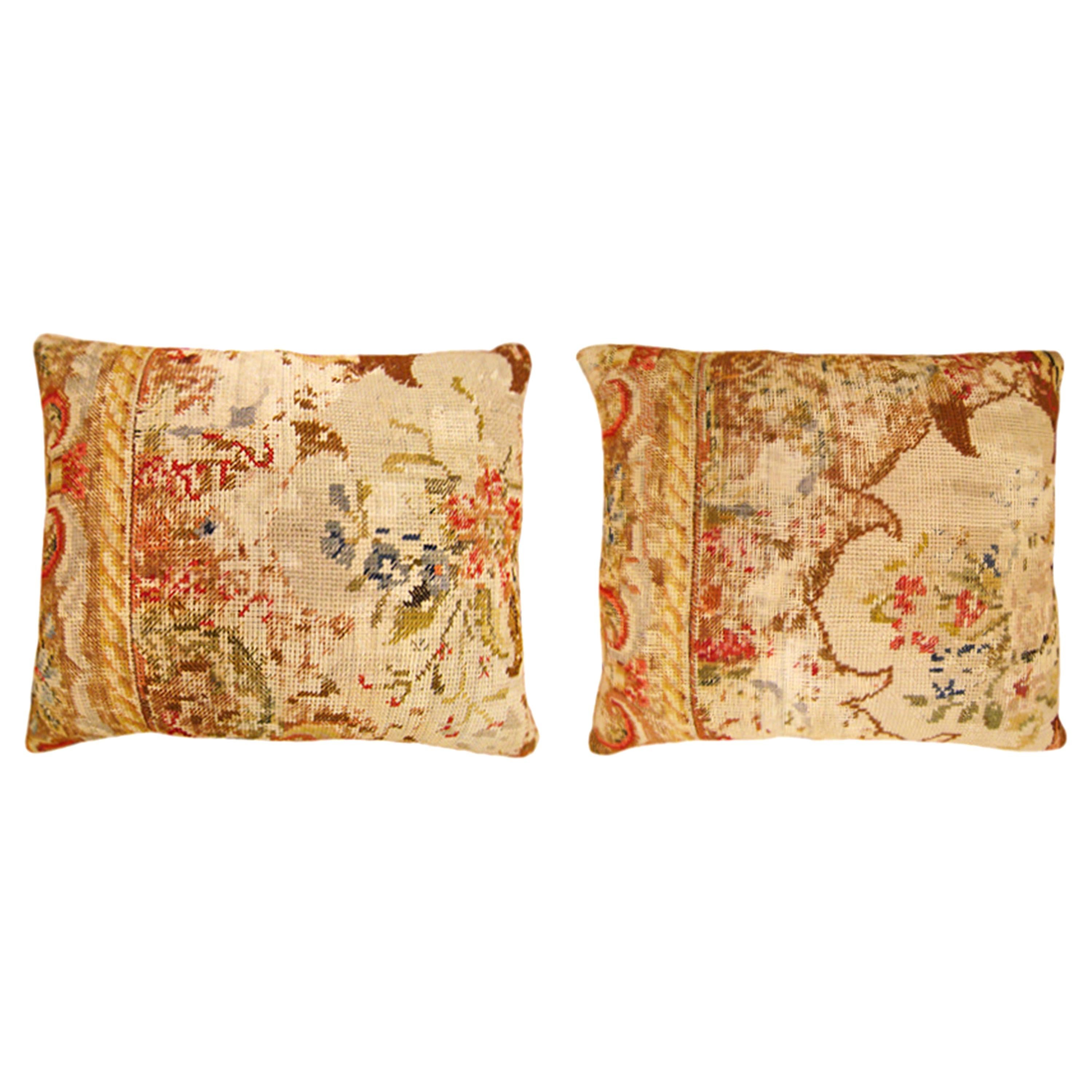 1960s Hydrangea Needlepoint Pillow with Velvet Backing at 1stDibs