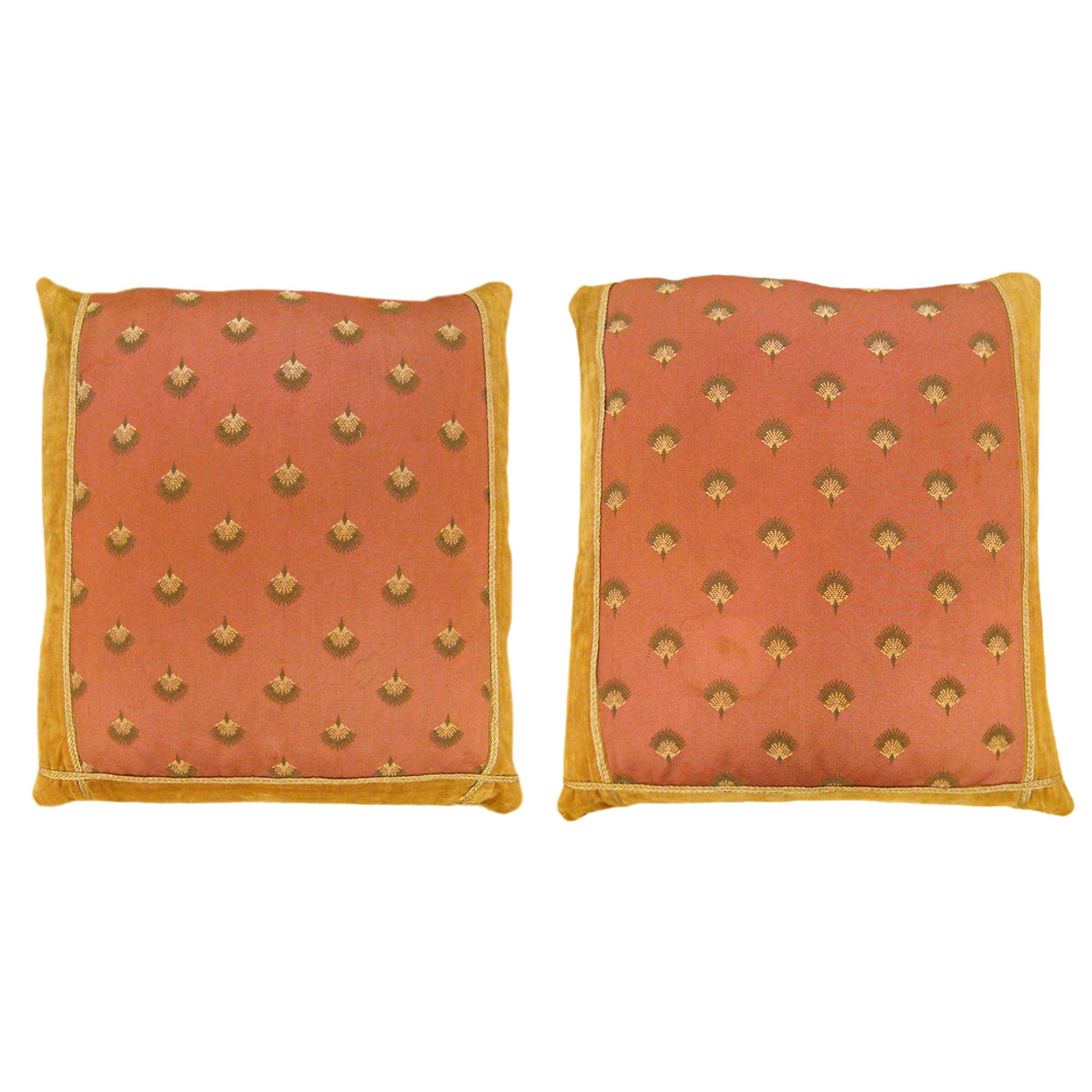 Vintage Decorative European Textile Pillow with Velvet and Striped