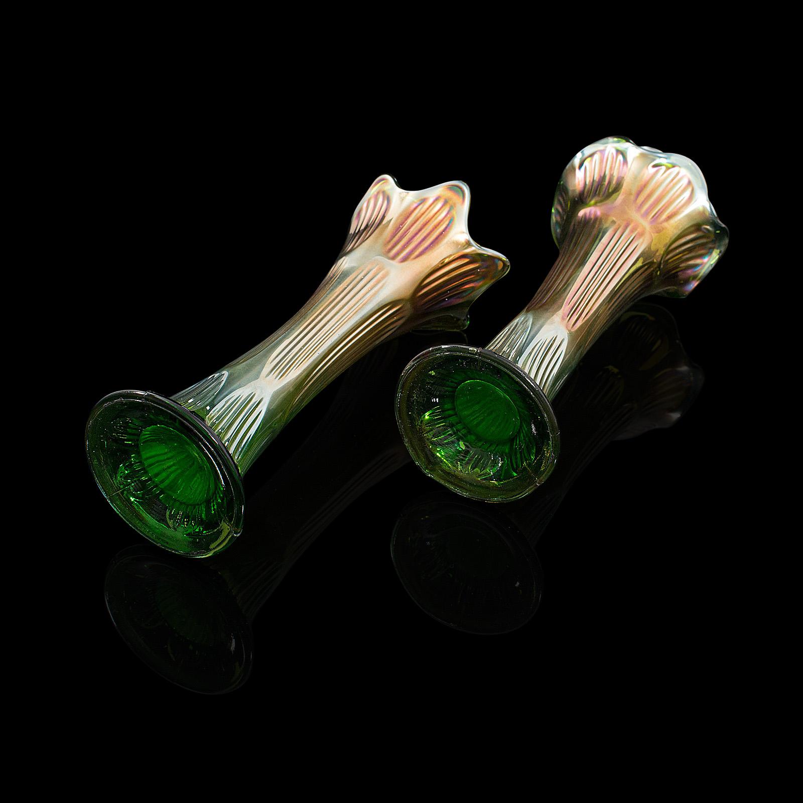 Pair of Vintage Decorative Flower Vases, English, Carnival Glass, circa 1930 For Sale 2
